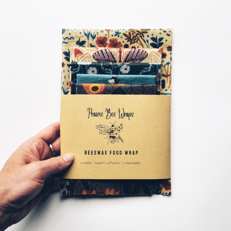 Prairie bee set 5 beeswax food wraps