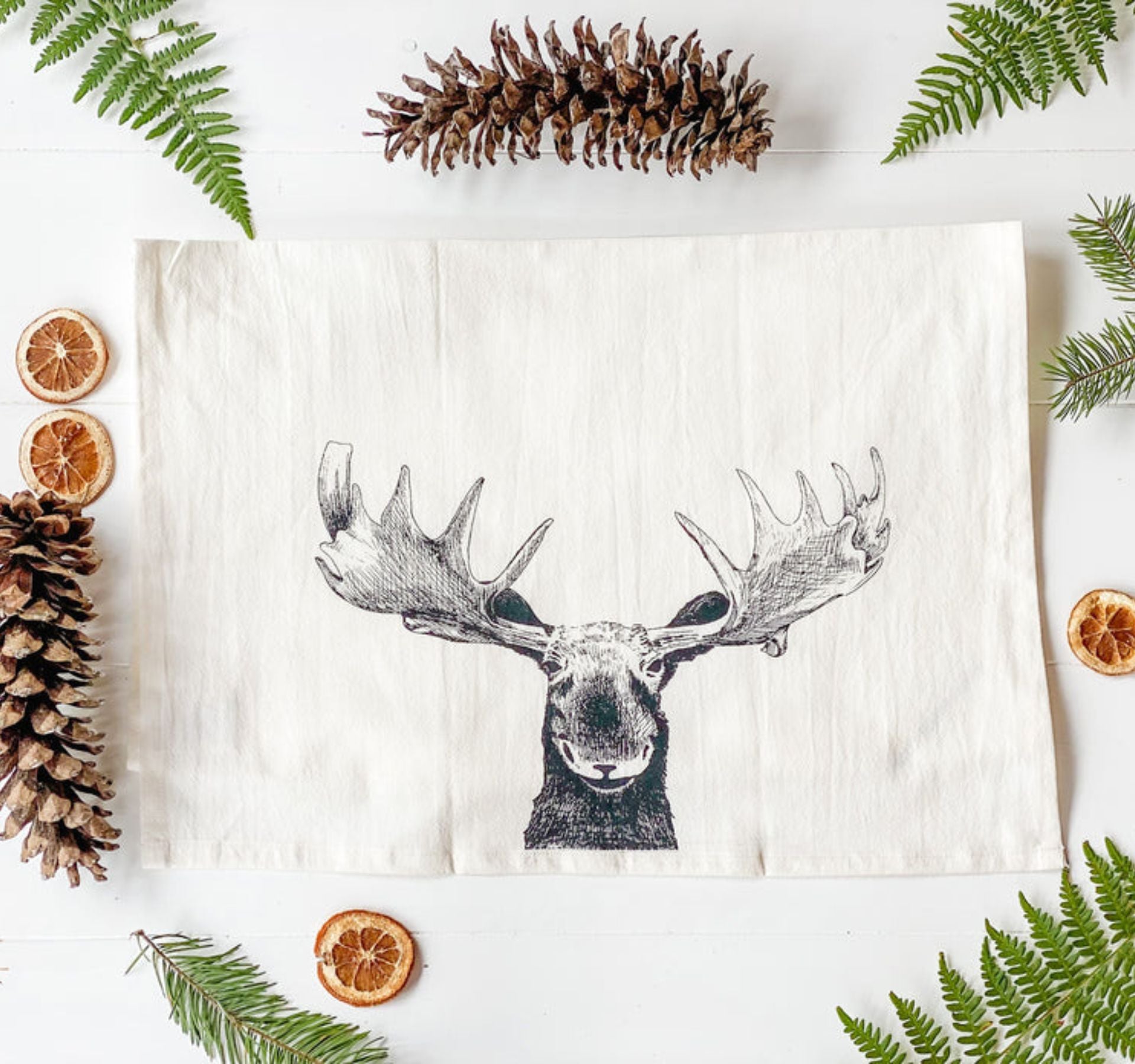Organic Tea Towel - Moose
