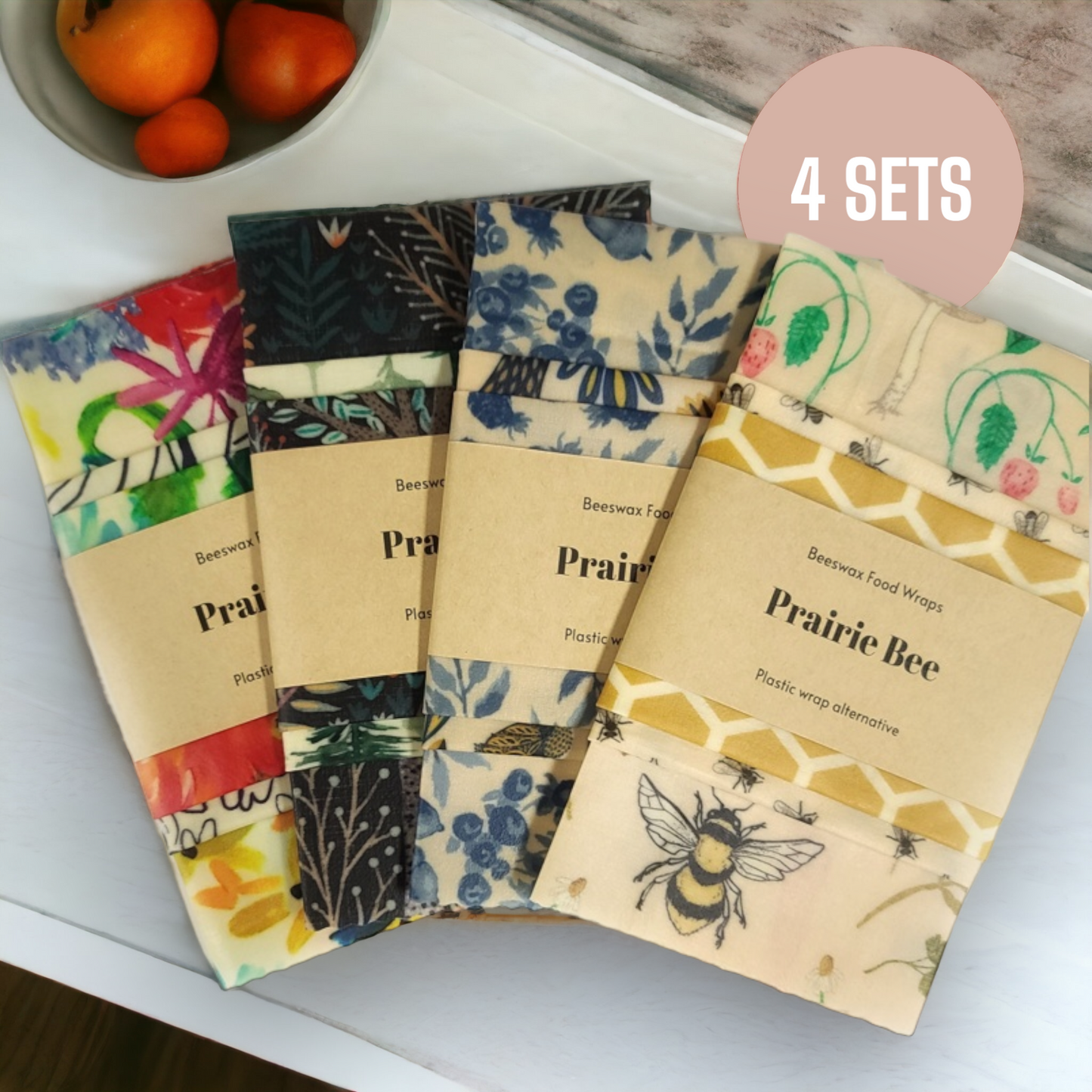 Beeswax Food Wraps - Bundle of 4 Sets