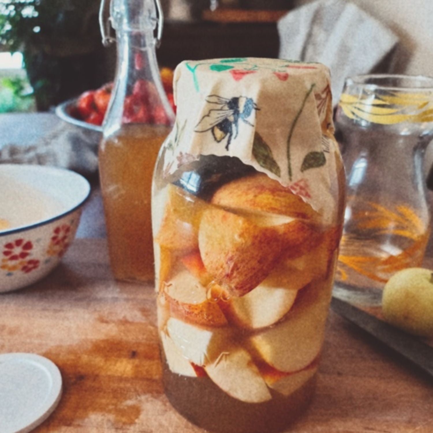 Beeswax wrap on a mason jar