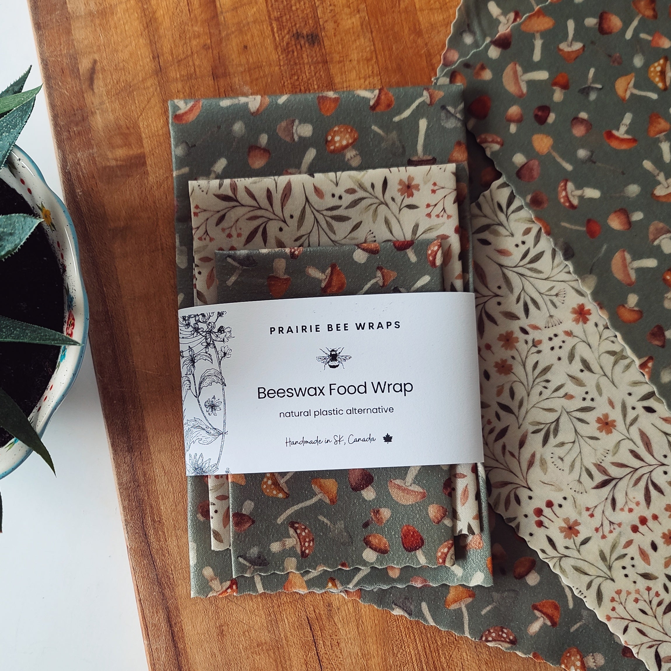 Beeswax Wraps - Mushroom Meadow