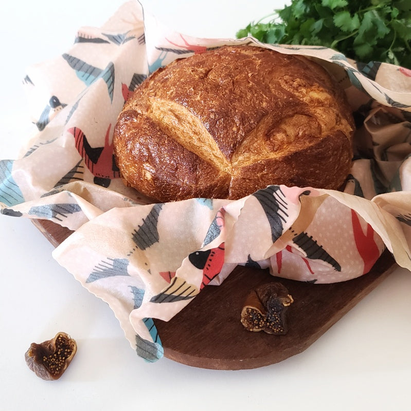 sourdough bread wrapped in beeswax food wrap